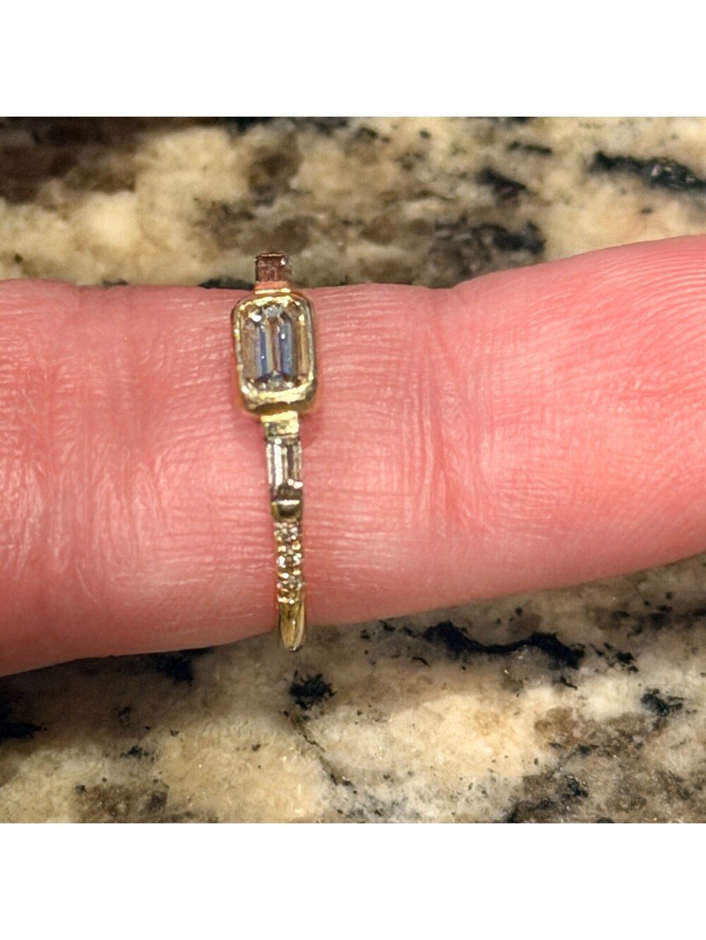 JENNIE KWON DESIGNS JS DIAMOND BAGUETTE EMERALD CUT ENGAGEMENT RING SIZE 5 - Picture 6 of 10